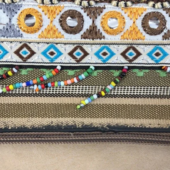 Boho Beaded Fold Over Hand Bag - Picture 9 of 10